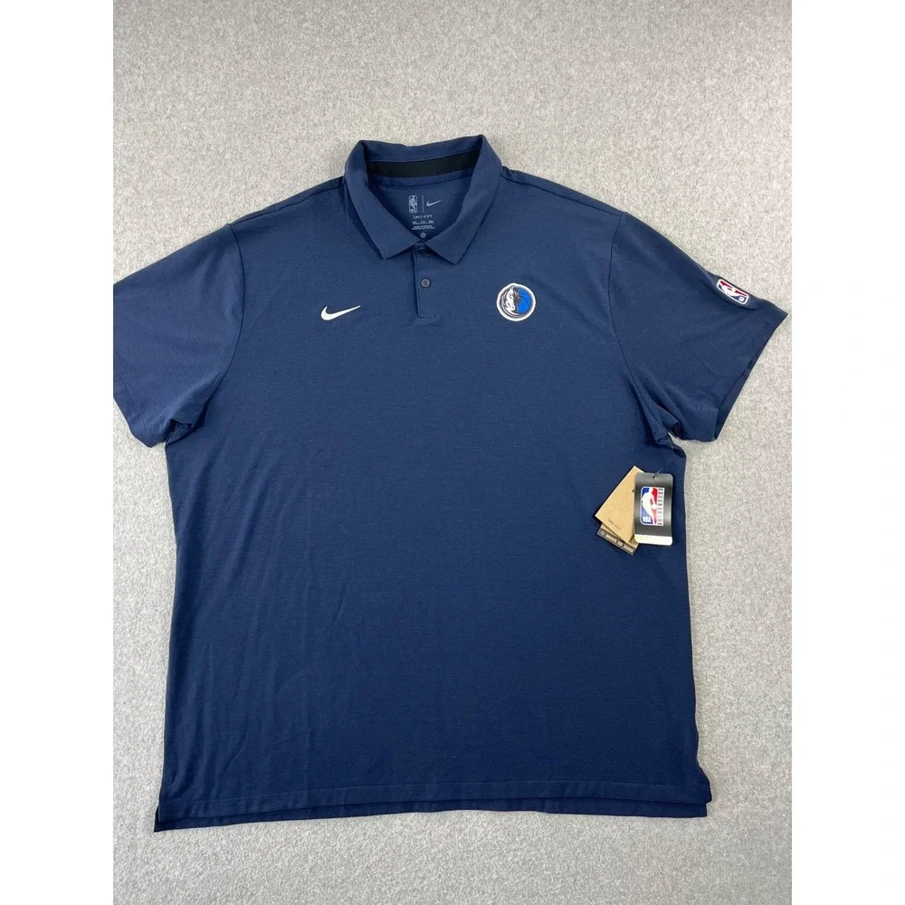 Dallas Mavericks Basketball Polo Shirt Mens 2XL Navy Nike Dri Fit Short Sleeve